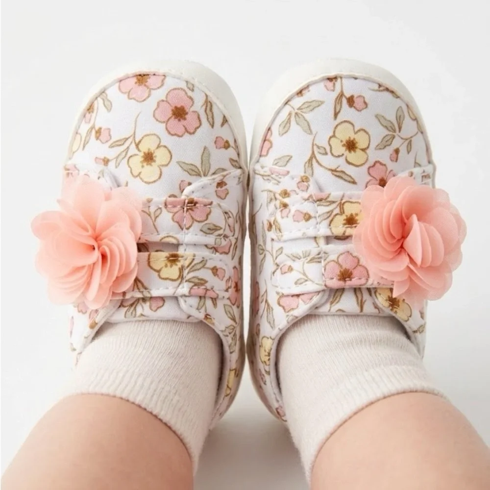 Carter's Floral Baby Shoes with Pink Flowers! Color: Salmon